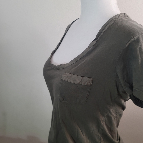 James Perse Olive Green Scoop Neck Top 2 - Picture 4 of 6